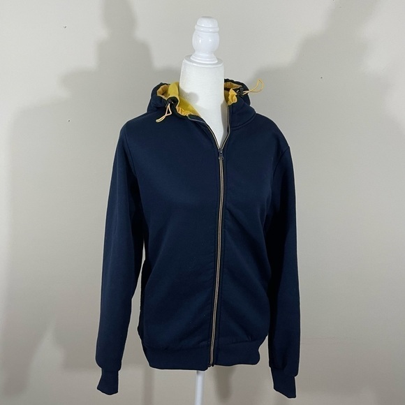 Across the Pond sz sm hoodie zip up nave with yellow accent - Picture 1 of 11